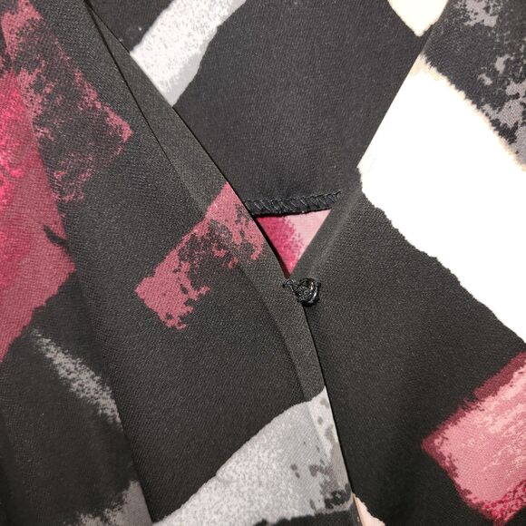 White House Black Market Sleeveless V-Neck Black Red Dress Women 6 Polyester - Picture 3 of 9